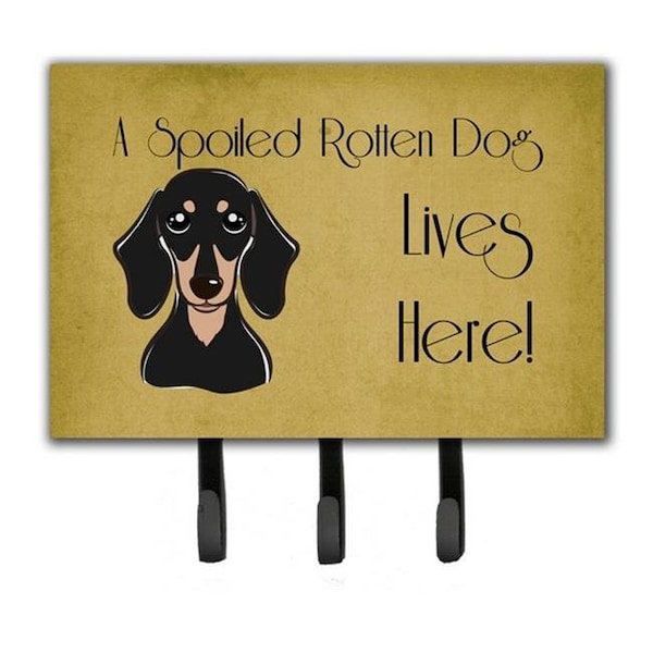 Carolines Treasures BB1463TH68 Smooth Black And Tan Dachshund Spoiled Dog Lives Here Leash & Key Holder BB1463TH68 - main